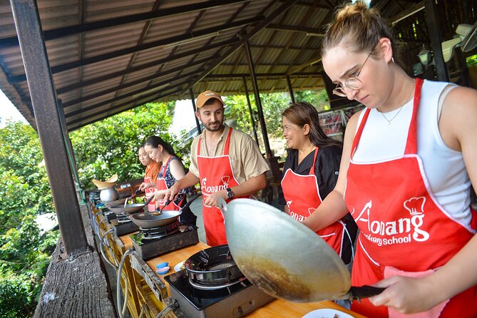 Aonang Thai Cookery School in Krabi - The open-air kitchen setup: where the learning actually happens