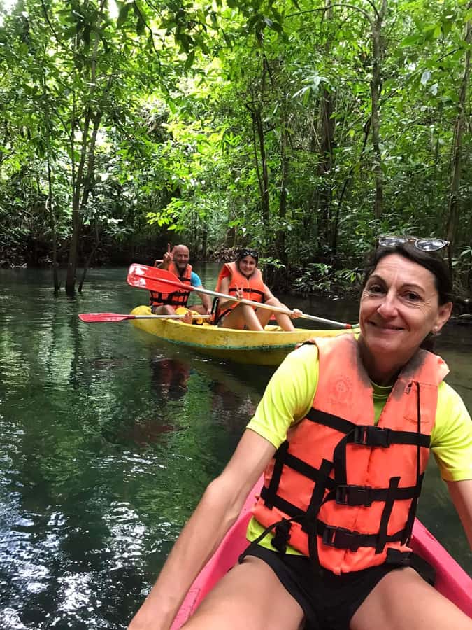 Krabi: Amazon Klong Srakaew Kayaking With Lunch - Entering the cool, shady emerald-water stretch